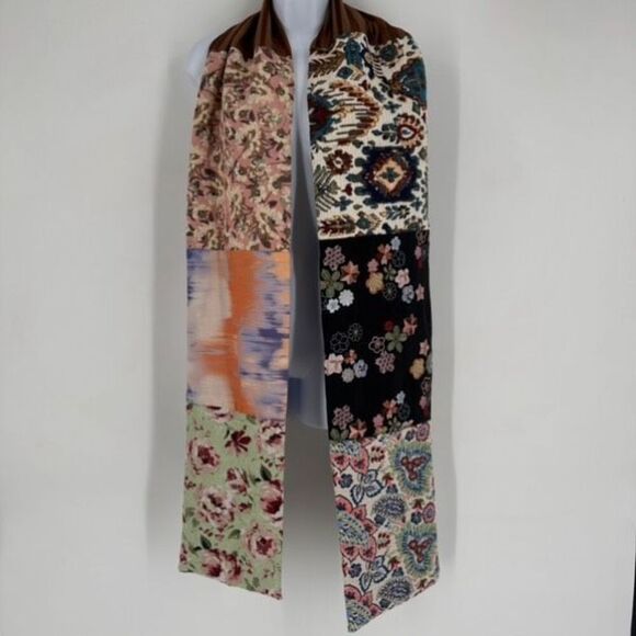 Sheila Gray Collection Mixed Print Mixed Media Floral Scarf Boho Bohemian - Picture 4 of 11